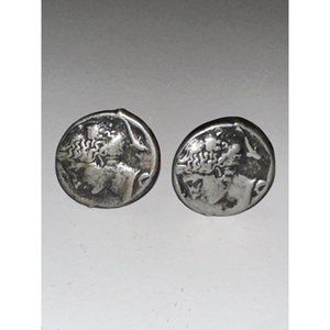 Vintage Alva Studios Greek Silver Coin Reproduction Cuff Links Wedding Formal